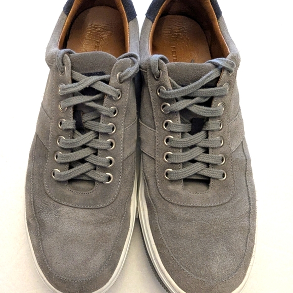 Gray Minimalist Low-Top Peter Millar Sneakers with Suede Finish - Picture 3 of 5